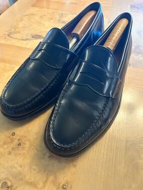 Frye Black Leather Penny Loafers 12N Genuine Hand Sewn in USA